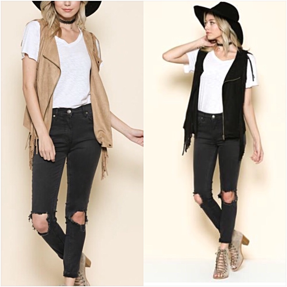 Boho Festival FringeSuede Tan Vest SML - Picture 3 of 7